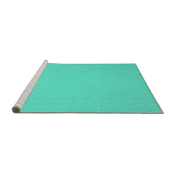 Sideview of Machine Washable Solid Turquoise Modern Area Rugs, wshcon246turq