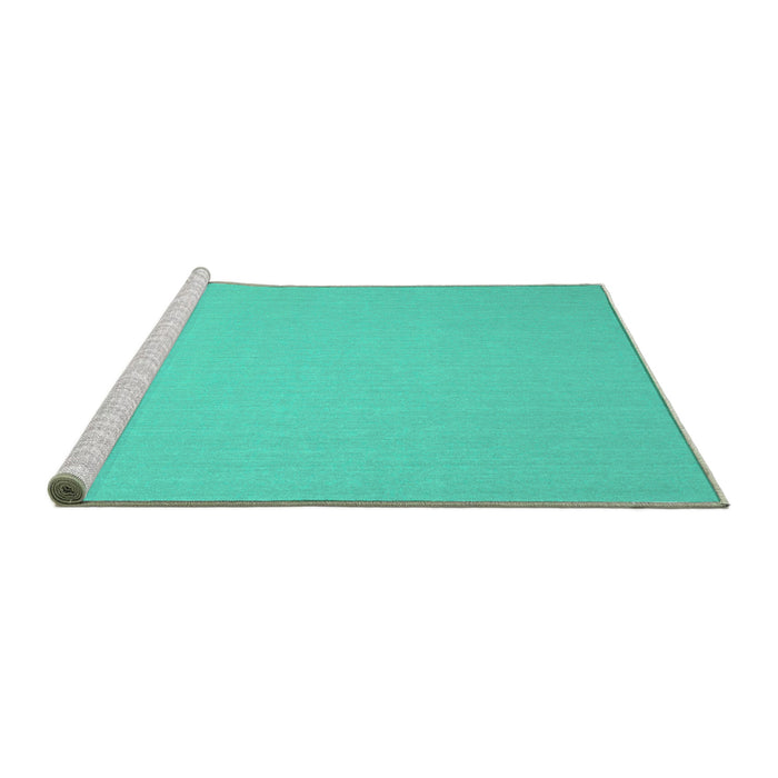Sideview of Machine Washable Solid Turquoise Modern Area Rugs, wshcon246turq
