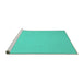 Sideview of Machine Washable Solid Turquoise Modern Area Rugs, wshcon246turq