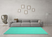 Machine Washable Solid Turquoise Modern Area Rugs in a Living Room,, wshcon246turq