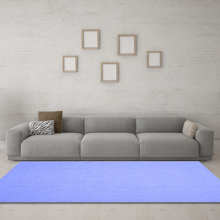 Machine Washable Solid Blue Modern Rug in a Living Room, wshcon246blu