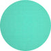 Round Machine Washable Solid Turquoise Modern Area Rugs, wshcon246turq
