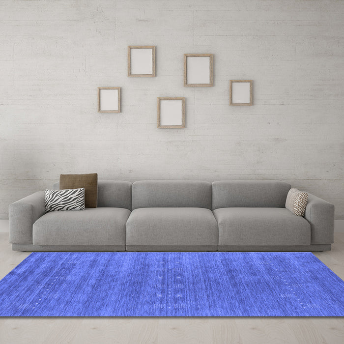 Machine Washable Abstract Blue Contemporary Rug in a Living Room, wshcon2470blu