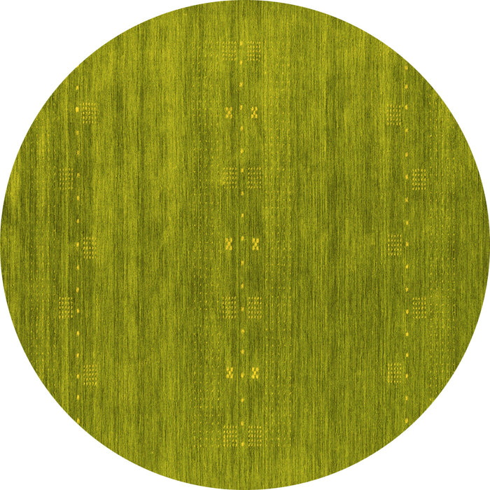 Round Abstract Yellow Contemporary Rug, con2470yw