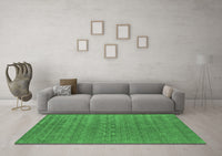 Machine Washable Abstract Emerald Green Contemporary Rug, wshcon2470emgrn