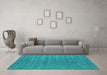 Machine Washable Abstract Turquoise Contemporary Area Rugs in a Living Room,, wshcon2470turq