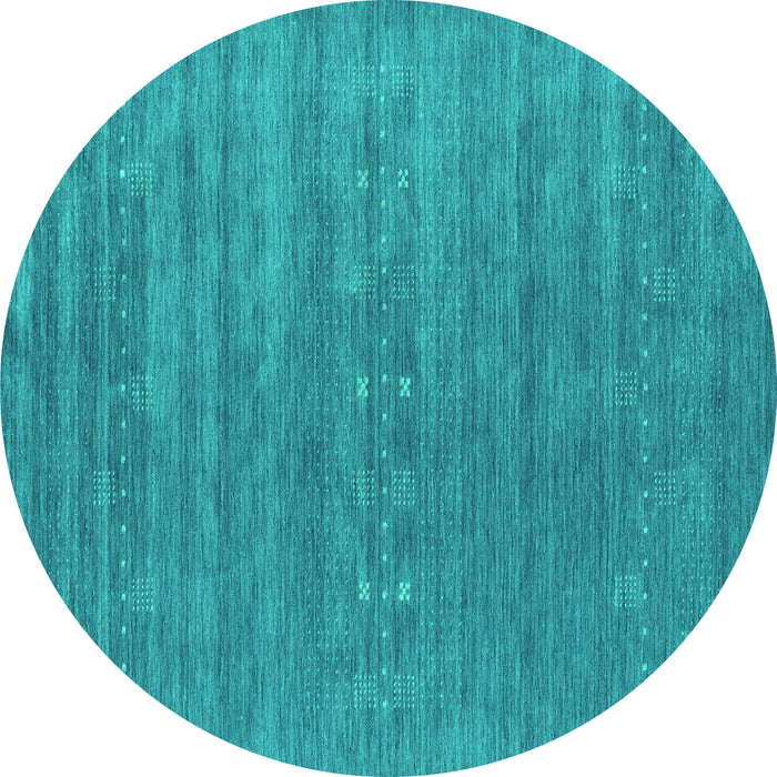 Round Abstract Turquoise Contemporary Rug, con2470turq