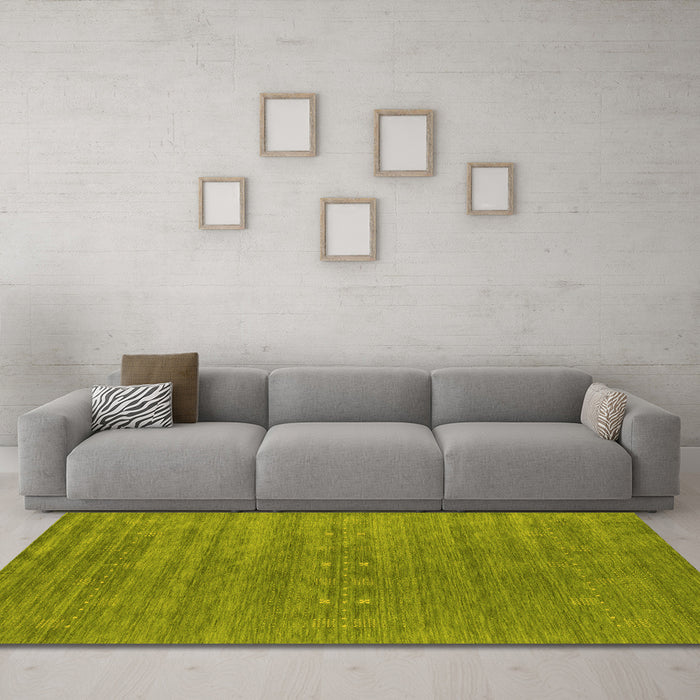Machine Washable Abstract Yellow Contemporary Rug in a Living Room, wshcon2470yw