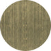 Round Abstract Brown Contemporary Rug, con2470brn