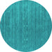 Round Machine Washable Abstract Turquoise Contemporary Area Rugs, wshcon2470turq