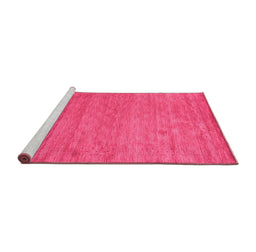 Sideview of Machine Washable Abstract Pink Contemporary Rug, wshcon2471pnk