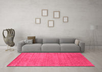 Machine Washable Abstract Pink Contemporary Rug, wshcon2471pnk