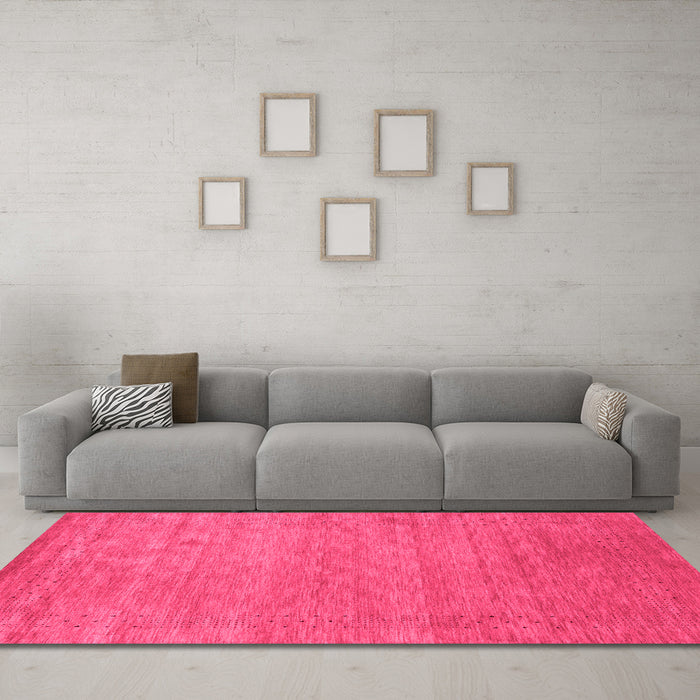 Machine Washable Abstract Pink Contemporary Rug in a Living Room, wshcon2471pnk