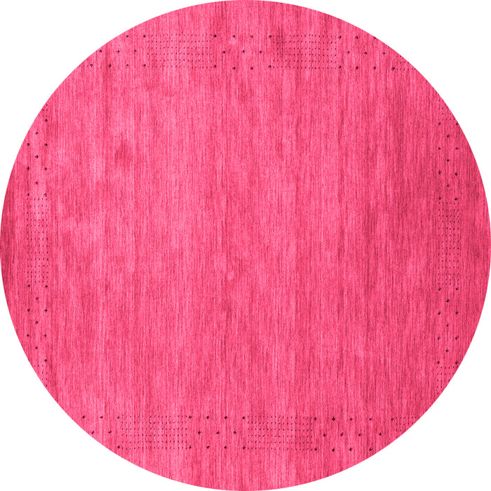 Round Machine Washable Abstract Pink Contemporary Rug, wshcon2471pnk