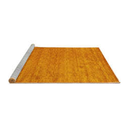 Sideview of Machine Washable Abstract Yellow Contemporary Rug, wshcon2471yw