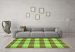 Machine Washable Abstract Green Contemporary Area Rugs in a Living Room,, wshcon2472grn