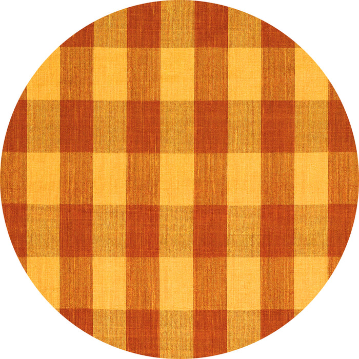 Round Abstract Yellow Contemporary Rug, con2472yw