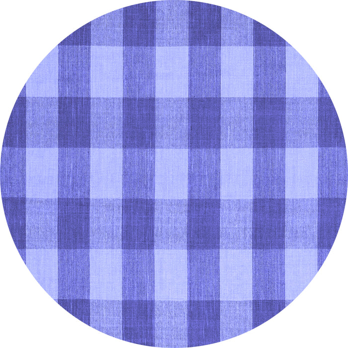 Round Abstract Blue Contemporary Rug, con2472blu