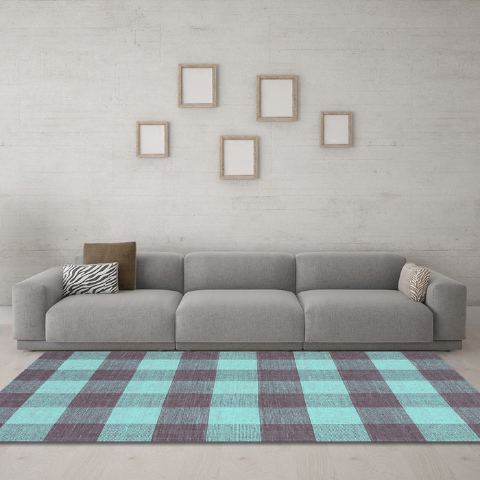 Machine Washable Abstract Turquoise Contemporary Area Rugs in a Living Room,, wshcon2472turq