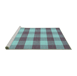 Sideview of Machine Washable Abstract Turquoise Contemporary Area Rugs, wshcon2472turq
