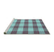 Sideview of Machine Washable Abstract Turquoise Contemporary Area Rugs, wshcon2472turq