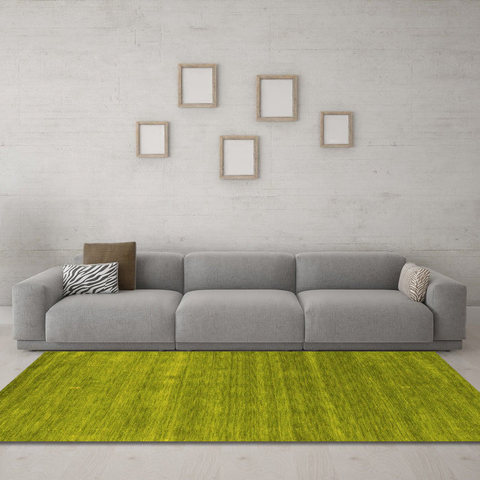 Machine Washable Abstract Yellow Contemporary Rug in a Living Room, wshcon2473yw