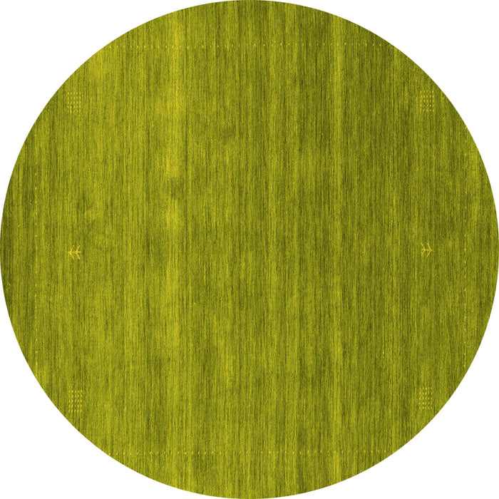 Round Machine Washable Abstract Yellow Contemporary Rug, wshcon2473yw