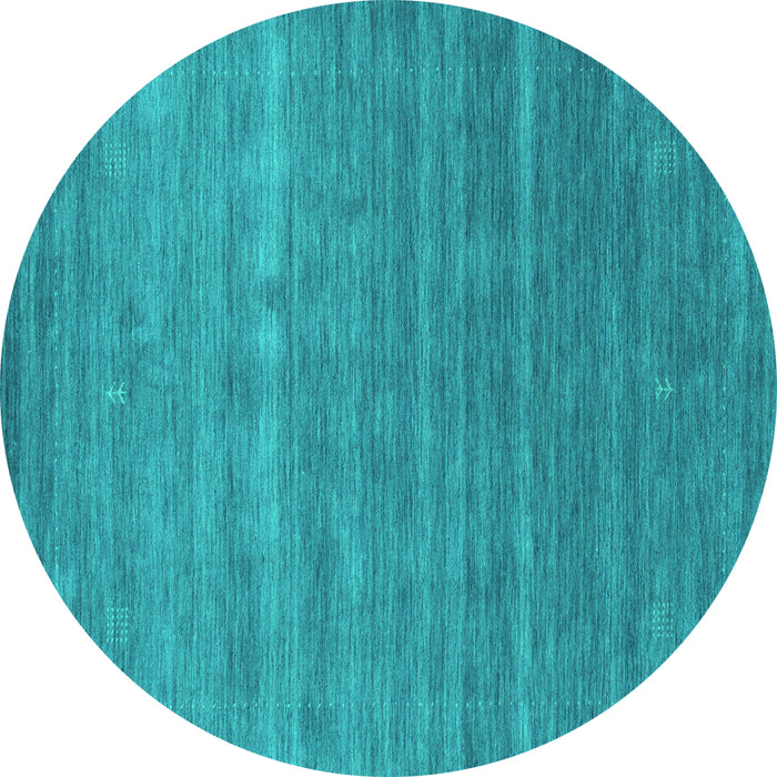Round Machine Washable Abstract Turquoise Contemporary Area Rugs, wshcon2473turq