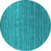 Round Machine Washable Abstract Turquoise Contemporary Area Rugs, wshcon2473turq