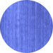 Round Abstract Blue Contemporary Rug, con2473blu