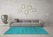 Machine Washable Abstract Turquoise Contemporary Area Rugs in a Living Room,, wshcon2473turq