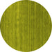 Round Abstract Yellow Contemporary Rug, con2473yw