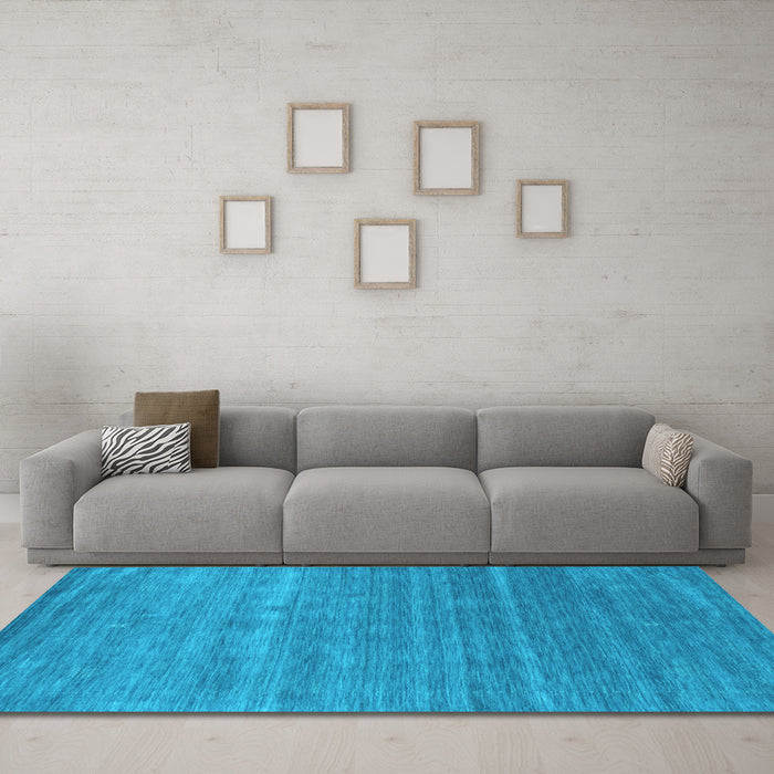 Machine Washable Abstract Light Blue Contemporary Rug in a Living Room, wshcon2473lblu