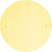 Round Machine Washable Solid Yellow Modern Rug, wshcon2474yw