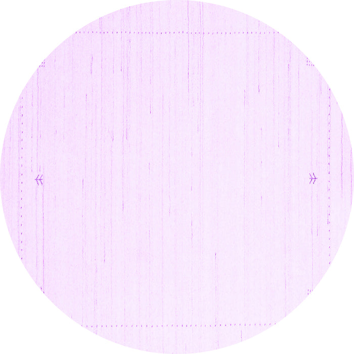 Round Machine Washable Solid Purple Modern Area Rugs, wshcon2474pur