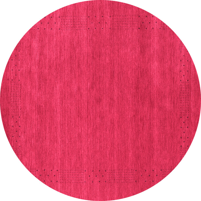 Round Machine Washable Abstract Pink Contemporary Rug, wshcon2475pnk