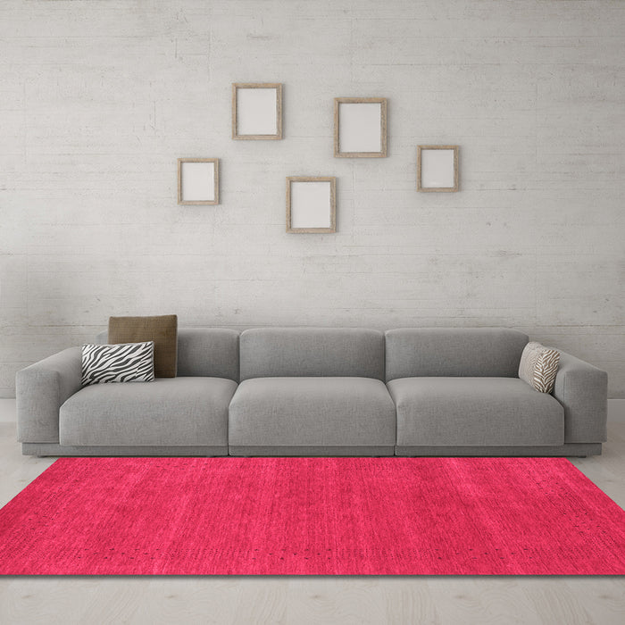 Machine Washable Abstract Pink Contemporary Rug in a Living Room, wshcon2475pnk