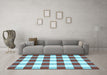 Machine Washable Checkered Light Blue Modern Rug in a Living Room, wshcon2476lblu