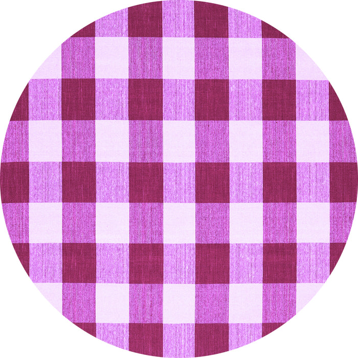 Round Machine Washable Checkered Purple Modern Area Rugs, wshcon2476pur