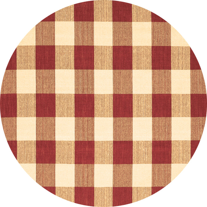 Round Machine Washable Checkered Brown Modern Rug, wshcon2476brn