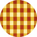 Round Machine Washable Checkered Yellow Modern Rug, wshcon2476yw