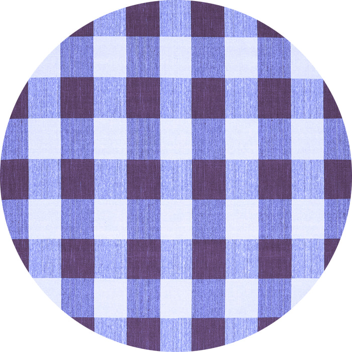 Round Checkered Blue Modern Rug, con2476blu