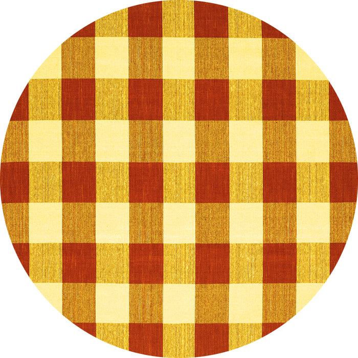 Round Checkered Yellow Modern Rug, con2476yw