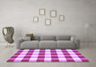 Machine Washable Checkered Purple Modern Area Rugs in a Living Room, wshcon2476pur