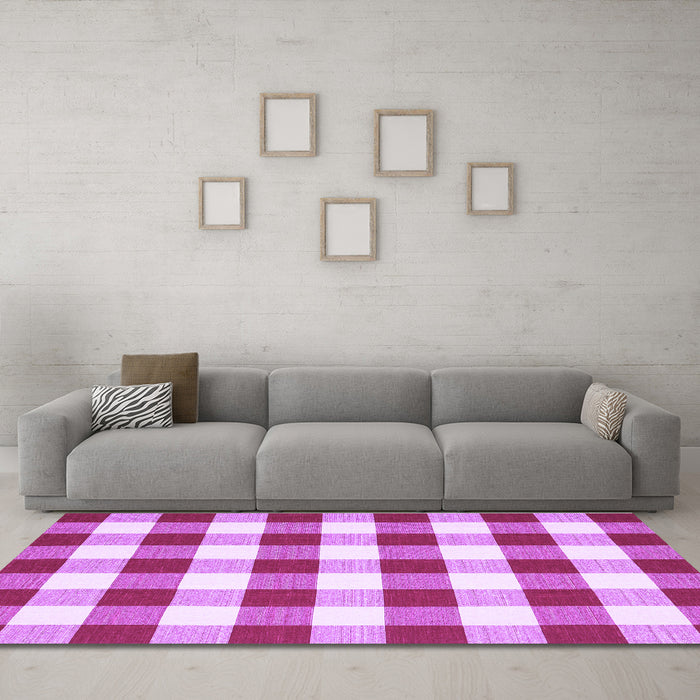 Machine Washable Checkered Purple Modern Area Rugs in a Living Room, wshcon2476pur