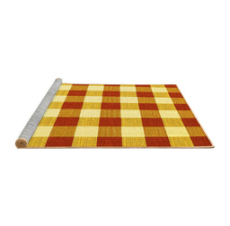 Sideview of Machine Washable Checkered Yellow Modern Rug, wshcon2476yw