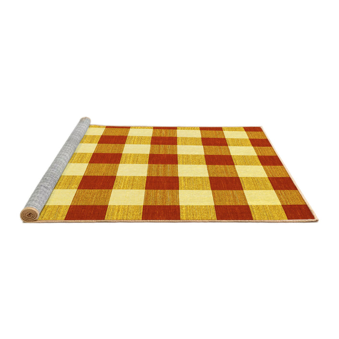 Sideview of Machine Washable Checkered Yellow Modern Rug, wshcon2476yw