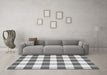 Machine Washable Checkered Gray Modern Rug in a Living Room,, wshcon2476gry