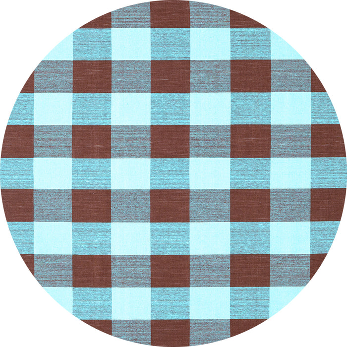 Round Machine Washable Checkered Light Blue Modern Rug, wshcon2476lblu