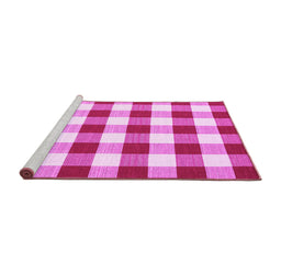 Sideview of Machine Washable Checkered Pink Modern Rug, wshcon2476pnk